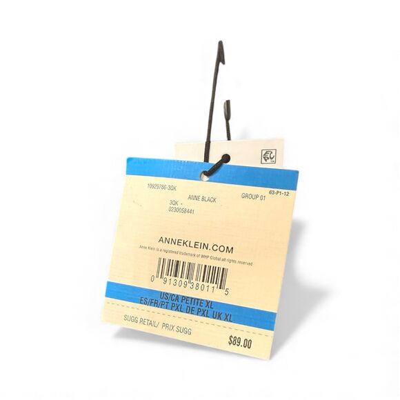 Anne Klein, Black Satin Midi Skirt, Size Petite XL (NWT) - Picture 6 of 6